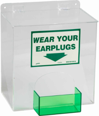 Large Capacity Ear Plug Dispenser, 13.0" H x 12.0" W x 8.0" D, Clear/Green