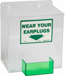 Large Capacity Ear Plug Dispenser, 13.0" H x 12.0" W x 8.0" D, Clear/Green