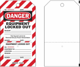 Perforated Lockout Tags - Two-Part Heavy Duty Polyester, 7 in H x 4 in W, Abrasion & Chemical Resistant