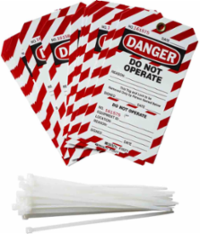 Perforated Lockout Tags - Heavy Duty Polyester, 7 Inch x 4 Inch, 2-Part Tag