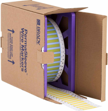 PermaSleeve Polyolefin Wire Marking Sleeves, Yellow, 0.187" Dia x 2" W, Roll of 2500 Each