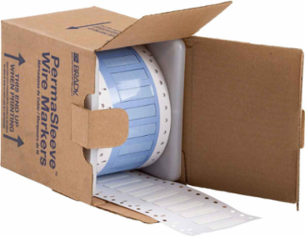 PermaSleeve Polyolefin Wire Marking Sleeves, White, 0.25" Dia x 1.5" W, Roll of 500 Each