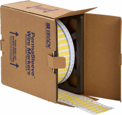 PermaSleeve Polyolefin Wire Marking Sleeves, Yellow, 0.25" Dia x 0.67" W, Roll of 7500 Each