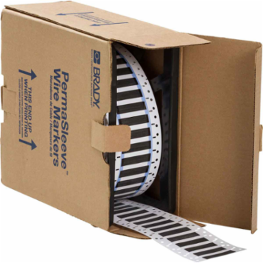 PermaSleeve Polyolefin Wire Marking Sleeves, 0.375" Dia x 1" W, Black, Roll of 2000