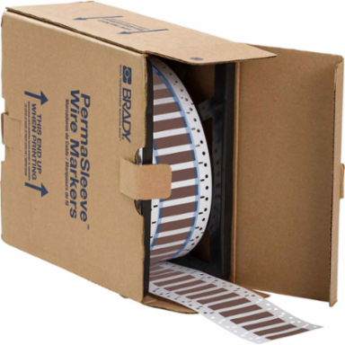 PermaSleeve Polyolefin Wire Marking Sleeves, 0.375" Dia x 2" W, Brown, Roll of 250
