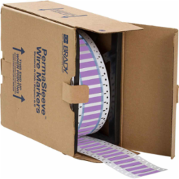 PermaSleeve Polyolefin Wire Marking Sleeves, 0.375" Dia x 1" W, Violet, Roll of 2000