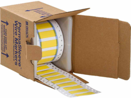 PermaSleeve Polyolefin Wire Marking Sleeves, Yellow, 0.375" Dia x 2" W, Roll of 250 Each