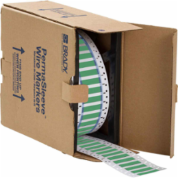 PermaSleeve Polyolefin Wire Marking Sleeves, 0.5" Dia x 0.75" W, Green, Roll of 1000