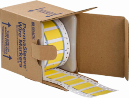 PermaSleeve Polyolefin Wire Marking Sleeves, 0.5" Dia x 0.75" W, Yellow, Roll of 500