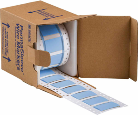 PermaSleeve Polyolefin Wire Marking Sleeves, 0.75" Dia x 2" W, Blue, Roll of 100