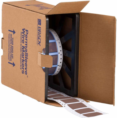 PermaSleeve Polyolefin Wire Marking Sleeves, 0.75" Dia x 2" W, Brown, Roll of 250