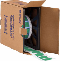 PermaSleeve Polyolefin Wire Marking Sleeves, 0.75" Dia x 1" W, Green, Roll of 500