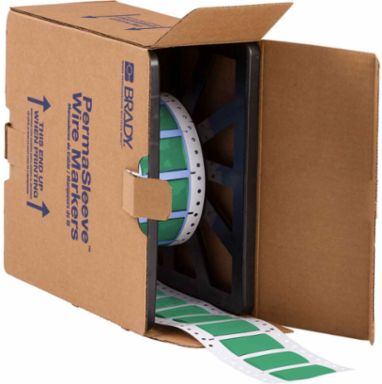 PermaSleeve Polyolefin Wire Marking Sleeves, 0.75" Dia x 2" W, Green, Roll of 250