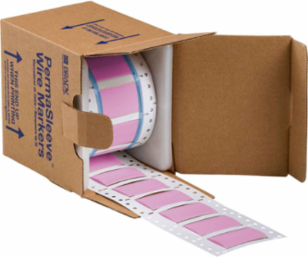 PermaSleeve Polyolefin Wire Marking Sleeves, 0.75" Dia x 2" W, Pink, Roll of 100