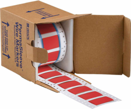 PermaSleeve Polyolefin Wire Marking Sleeves, 0.75" Dia x 2" W, Red, Roll of 100
