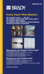 Porta-Pack® Wire Marker Book - Repositionable Vinyl Cloth, Legend Plus Sign, Minus Sign, AC, DC, POS, NEG, GND, NEUT, SPARE, Write-On