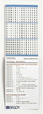 Porta-Pack® Wire Marker Book - Repositionable Vinyl Cloth, Legend A to Z, 0 to 15, Plus Sign, Minus Sign, Forward Slash
