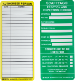 SCAFFTAG Inserts: SCAFFTAG ERECTION AND INSPECTION RECORD: LOCATION: REF NO: DATE EREC…