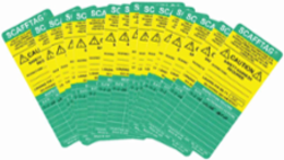 SCAFFTAG Inserts: SCAFFTAG CAUTION SAFETY HARNESS REQUI: 1926.451(G)(1) EACH EMPLOY…