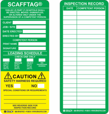 SCAFFTAG Inserts: SCAFFTAG: 1926.451(F) PART (7) SCAFFOLD SHALL BE ERECTED, MOVED, DIS…