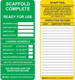 SCAFFTAG Inserts: SCAFFOLD COMPLETE READY FOR USE: REFERENCE NO: DATE ERECTED: ERECTED…