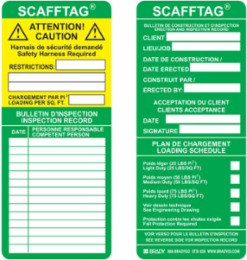 SCAFFTAG Inserts: SCAFFTAG: BULLETIN DE CONSTRUCTION ET D'INSPECTION ERECTION AND INSP…