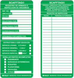 SCAFFTAG Inserts: SCAFFTAG REGISTRO DE ARMADO E INSPECCION DE ANDAMIOS: REF NO: UBICACION: FECHA: S…