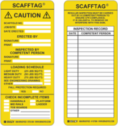 SCAFFTAG Inserts: SCAFFTAG CAUTION: SCAFFOLD NO: JOB/SITE: DATE ERECTED: ERECTED BY Signature…