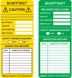 SCAFFTAG Inserts: SCAFFTAG RELEASED FOR ACCESS: SCAFFOLD #: JOB SITE: DATE ERECTED: ER…