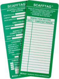 SCAFFTAG Inserts, SCAFFOLD RELEASED FOR ACCESS, Green on White, 7.625" H x 3.125" W