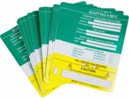 SCAFFTAG Inserts, SCAFFOLD RELEASED FOR ACCESS, Black/Yellow on White, 7.625" H x 5.75" W