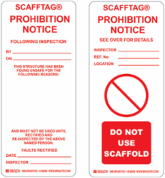SCAFFTAG Spanish Inserts: SCAFFTAG PROHIBITION NOTICE: SEE OVER FOR DETAILS INSPECTOR: REF No: LOCATI…