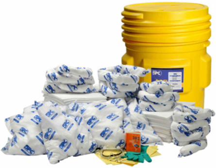 65-Gallon Oil Only Spill Control Kit, Yellow Drum, 33.5 Inch Height, Polyethylene