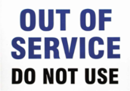 Out Of Service Do Not Use Sign, 7" H x 10" W x 0.025" D, Magnetic Vinyl