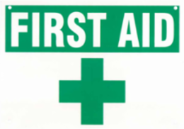 BradyGlo First Aid Sign, 7 Inch H x 10 Inch W, Glow in the Dark, laminated
