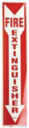 Glow-in-the-Dark Fire Extinguisher Sign, 18 Inch H x 4 Inch W, Red on Polyester