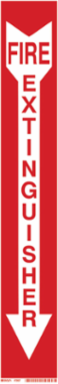 Fire Extinguisher Sign, 4" H x 24" W, Red on White, Vinyl