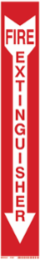 Fire Extinguisher Sign, 4" H x 24" W, Red on White, Vinyl