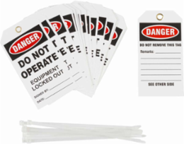 Danger Tags: DANGER DO NOT OPERATE, EQUIPMENT LOCKED OUT