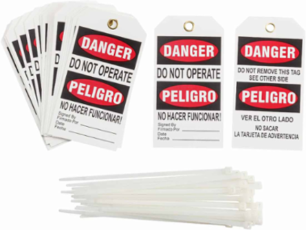 Danger Tags: DANGER DO NOT OPERATE, PELIGRO…
