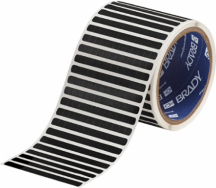 Glossy Weather Resistant Polyester Labels, 0.25" H x 0.25" W, Roll of 10000 Labels, Black
