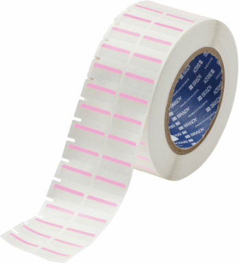 B-494 Color Polyester Labels 0.375 Inch x 1 Inch Pink/White, 3000/Roll