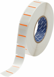 B-494 Color Polyester Labels 1 Inch x 1 Inch, Orange/White, 3000/Roll