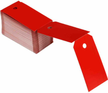 THT Printable Tags, 5.75" H x 3" W, Polyester, Red