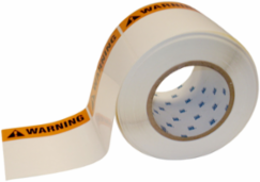 Pre-Printed WARNING Polyester Labels, Black/Orange on White, 4" H x 4" W