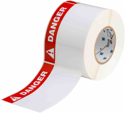 Pre-Printed DANGER Polyester Labels, White, 4" H x 6" W