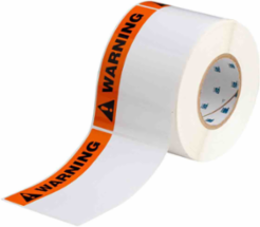 Pre-Printed WARNING Polyester Labels, White, 4" H x 6" W