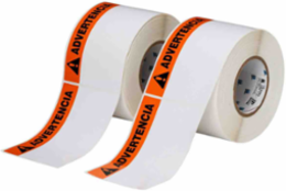 Pre-Printed ADVERTENCIA Polyester Labels, Black/Orange/White, 4" H x 6" W