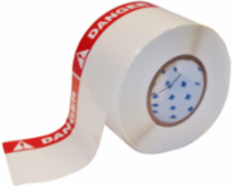 Pre-Printed DANGER Polyester Labels, Black/Red on White, 4" H x 6" W