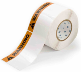 Pre-Printed WARNING Polyester Labels, Black/Red on White, 4" H x 6" W